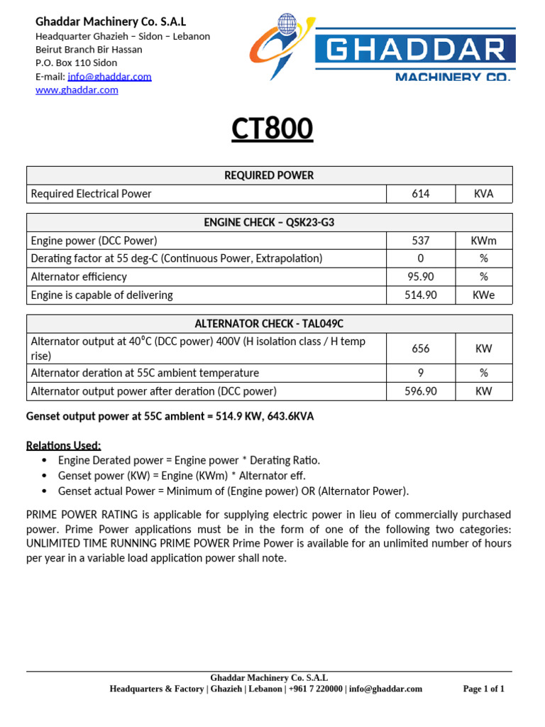 Certificate CT800 - QSK23G3 | PDF