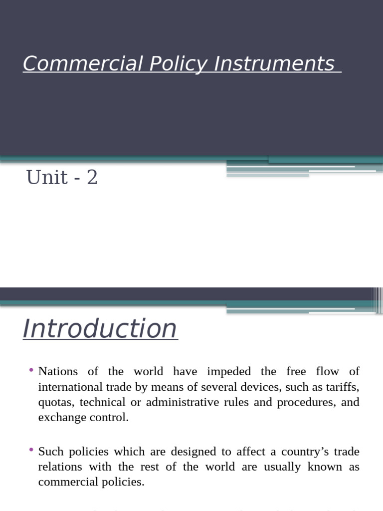 Understanding Commercial Policy Instruments | PDF | Economic Surplus ...