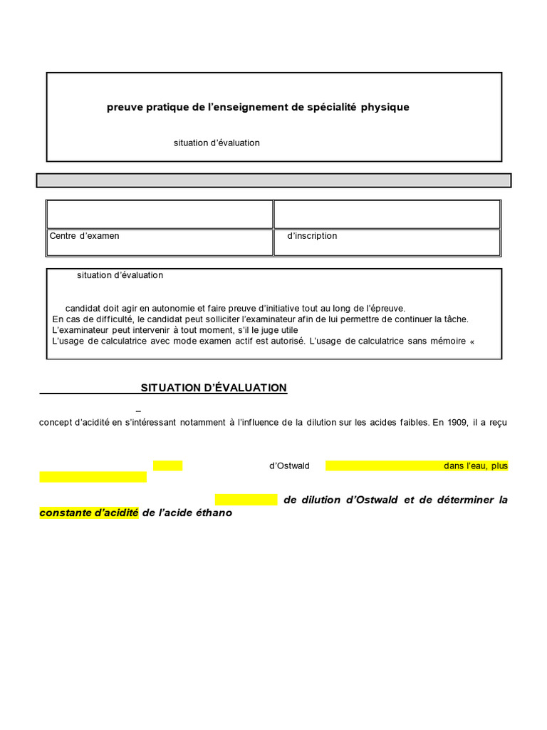Loi de dilution d'Ostwald et KA | PDF | Dissociation (chimie) | Chimie ...