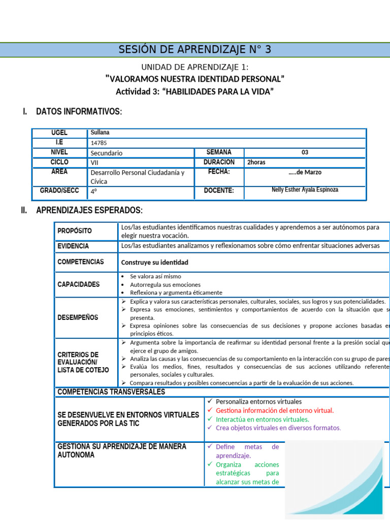 Sesion 3 de Cuarto DPCC | PDF | Aprendizaje | Las emociones