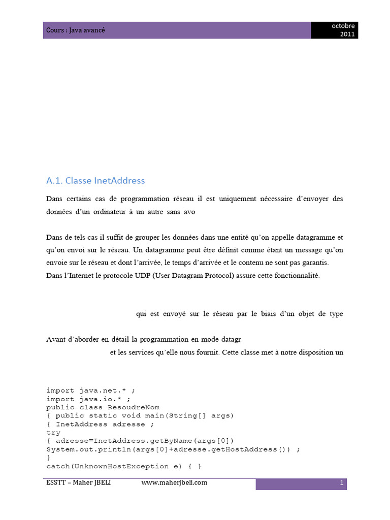 Programmation réseau en Java avancé | PDF | Java (Langage de ...