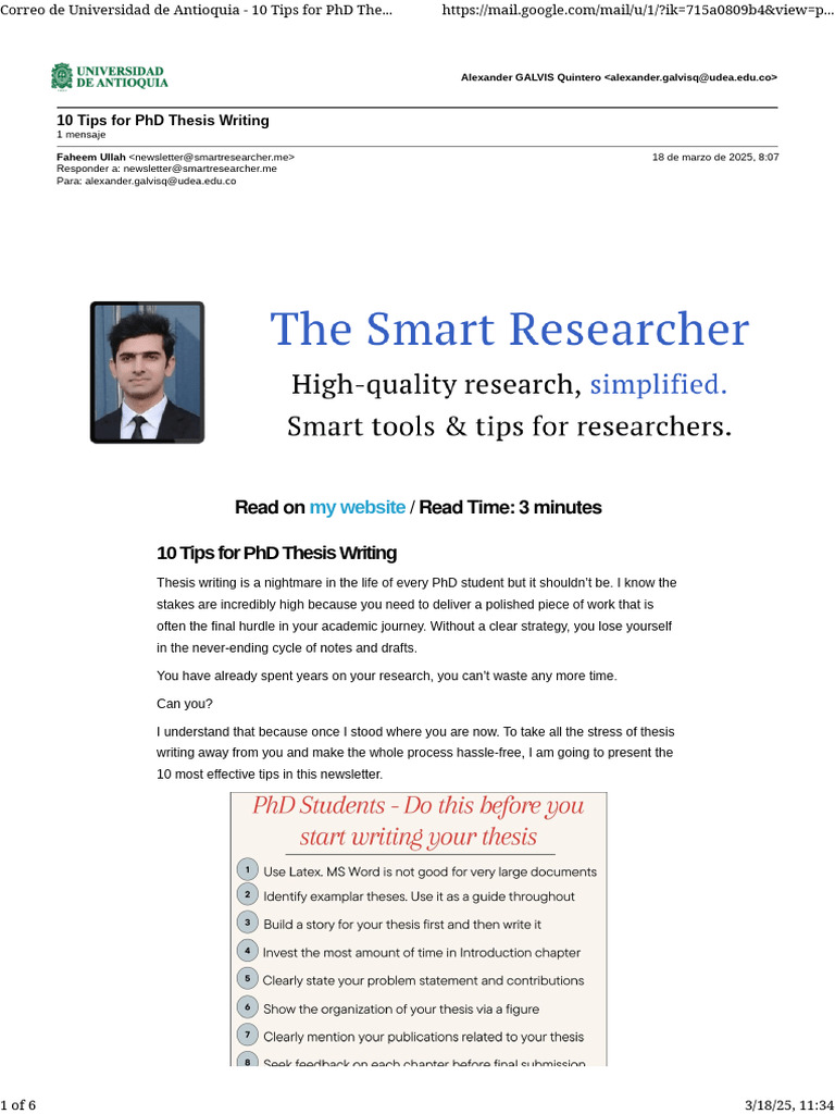 Essential Tips for PhD Thesis Writing | PDF | Thesis | Proofreading