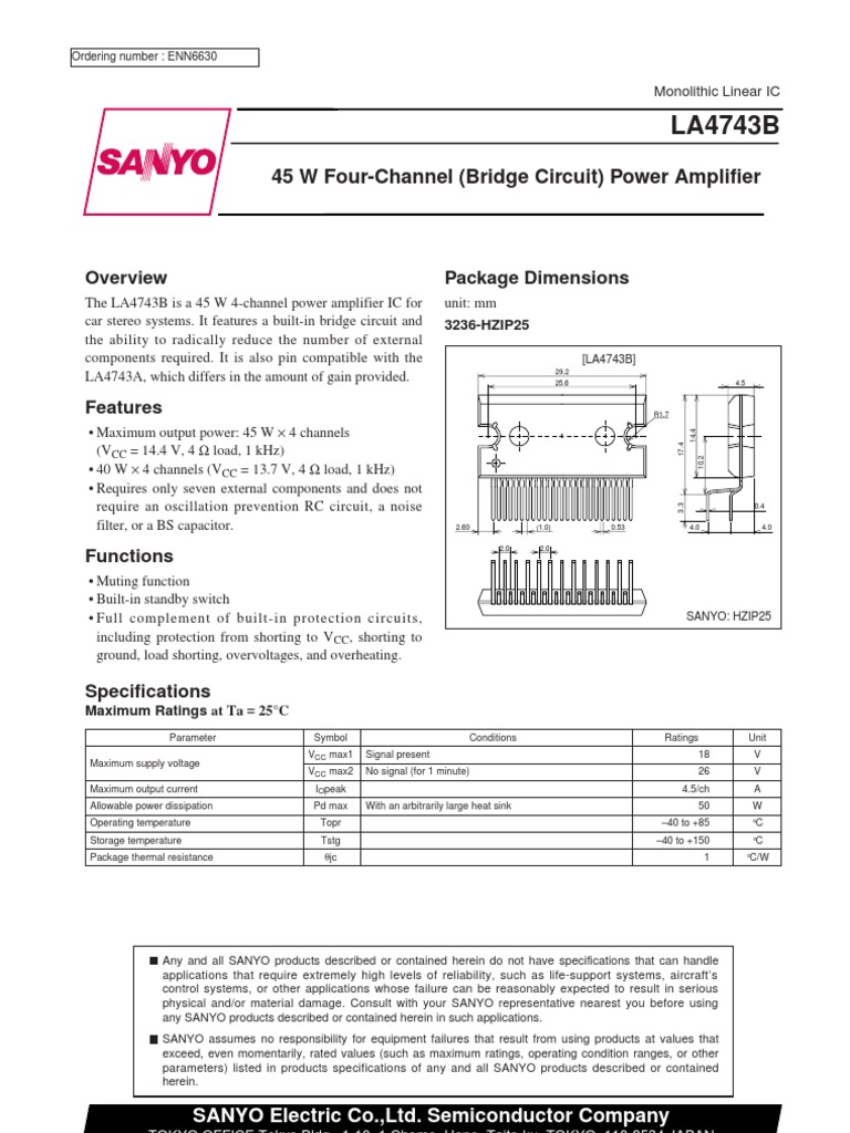 LA4743B | Amplifier | Power Supply