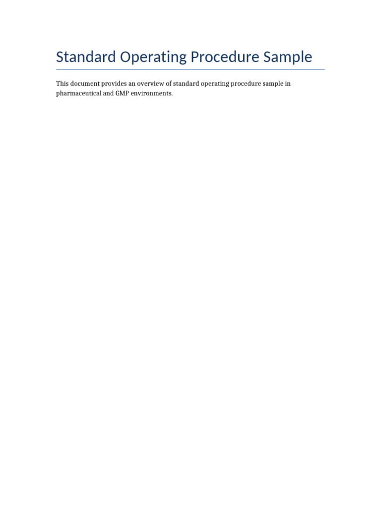 Standard Operating Procedure Sample | PDF
