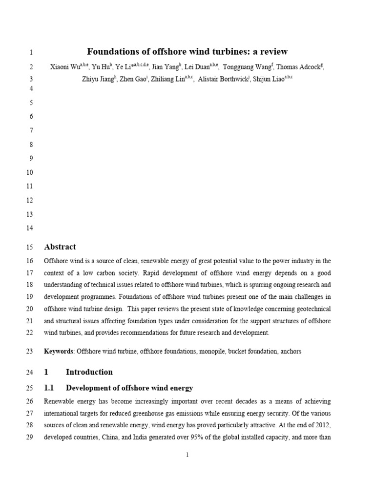Offshore Wind Turbine Foundation Review | PDF | Deep Foundation ...