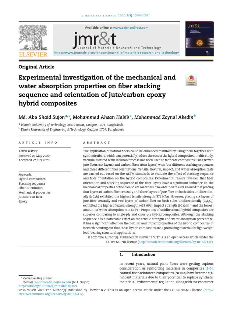 Resin-Experimental Investigation of The Mechanical and Water Absorption ...