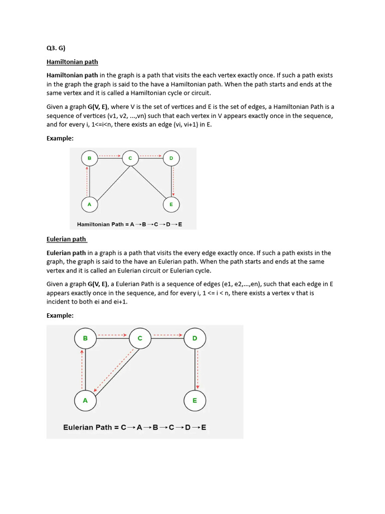Hamiltonian vs. Eulerian Paths Explained | PDF