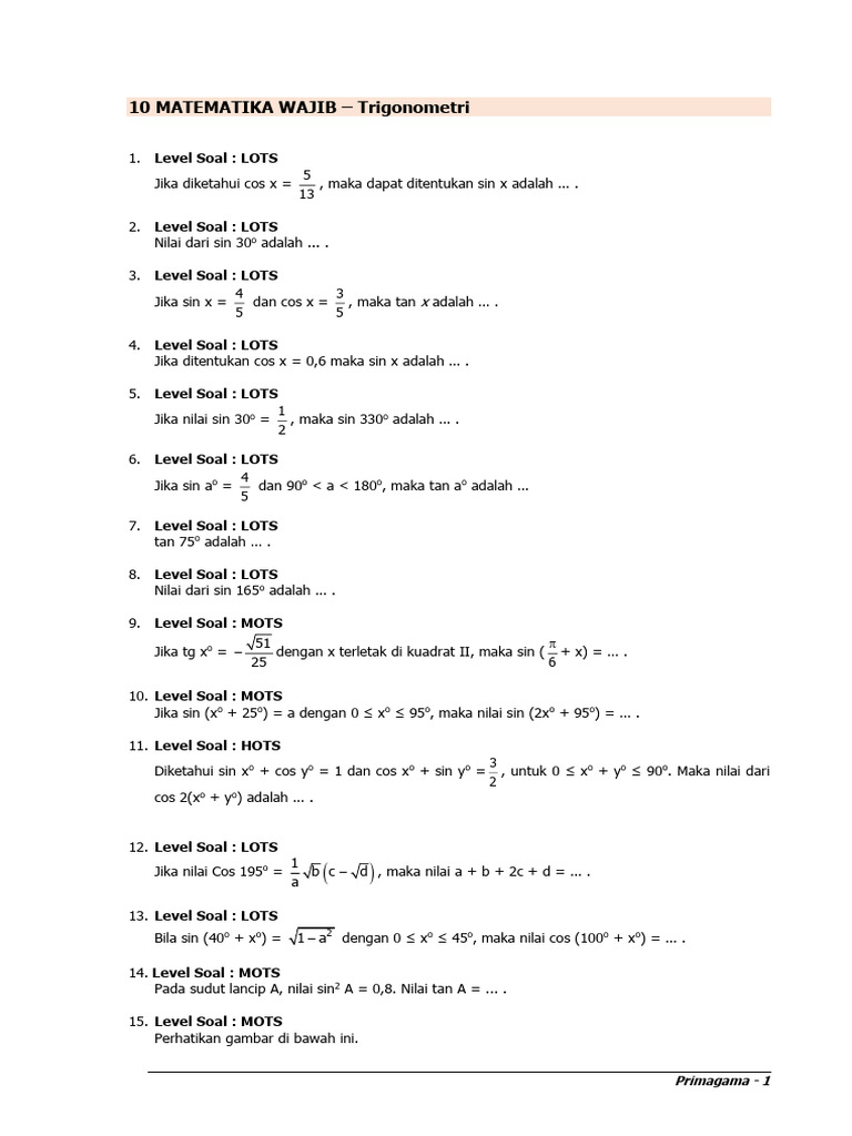 Latihan Trigonometri | PDF