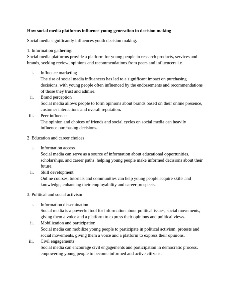 How Social Media Platforms Influence Young Generation in Decision ...