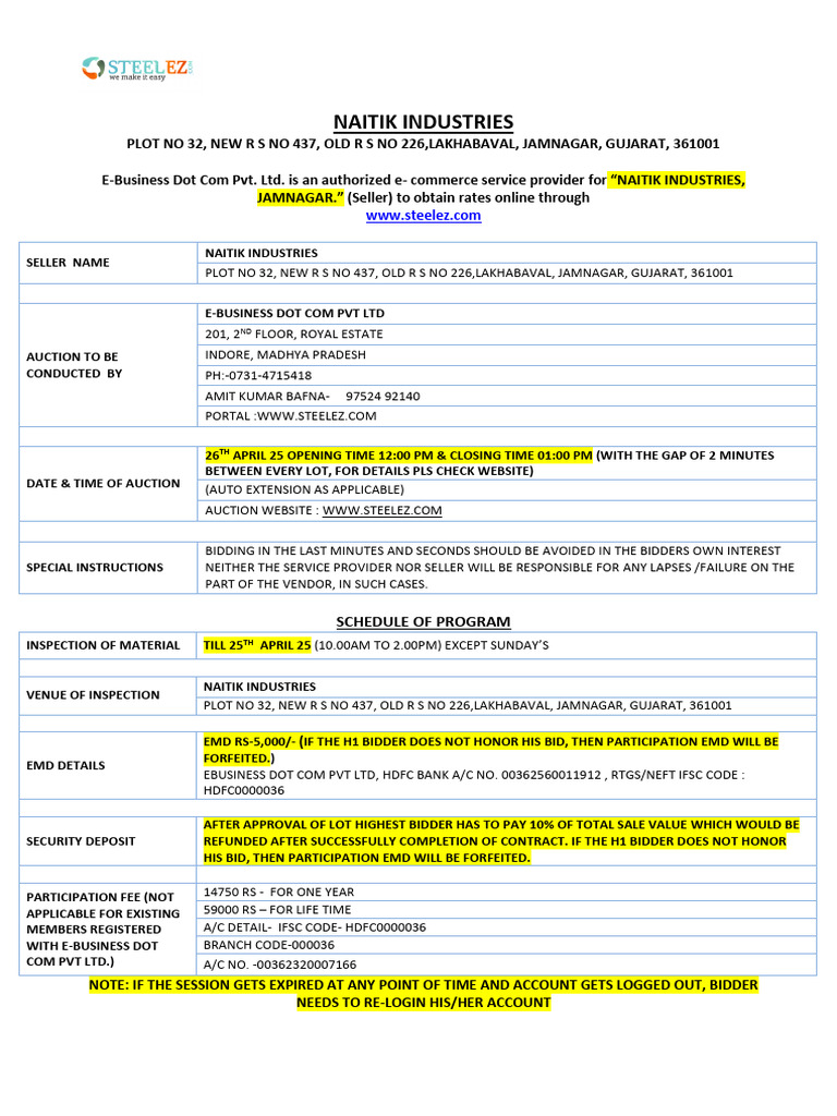 Naitik_Industries_26TH_APRIL_25 | PDF | Auction