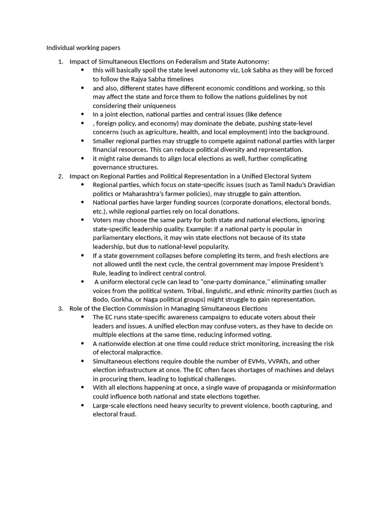 Individual working papers shriya | PDF | Elections | Political Parties
