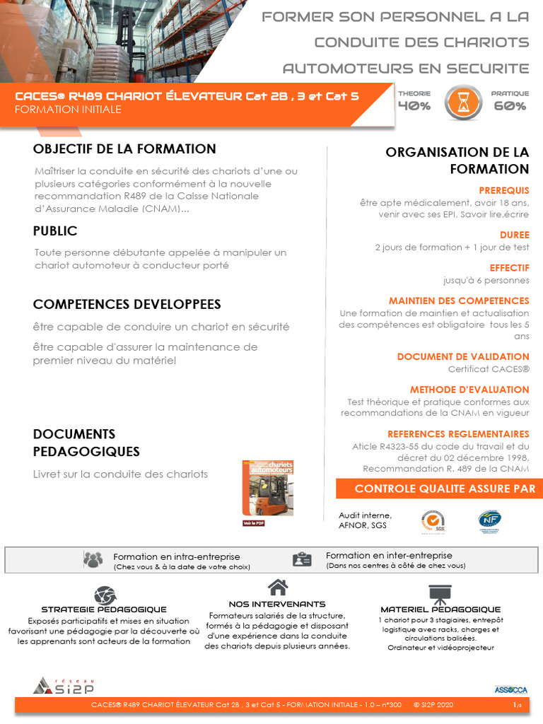 CACES R489 Cat 2B, Cat3 Et Cat 5 Formation Initiale 21H | PDF | Chariot ...