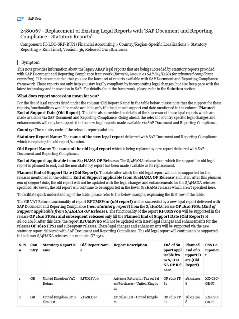 SAP DRC Statutory Reports Update | PDF | Taxes | Government Finances