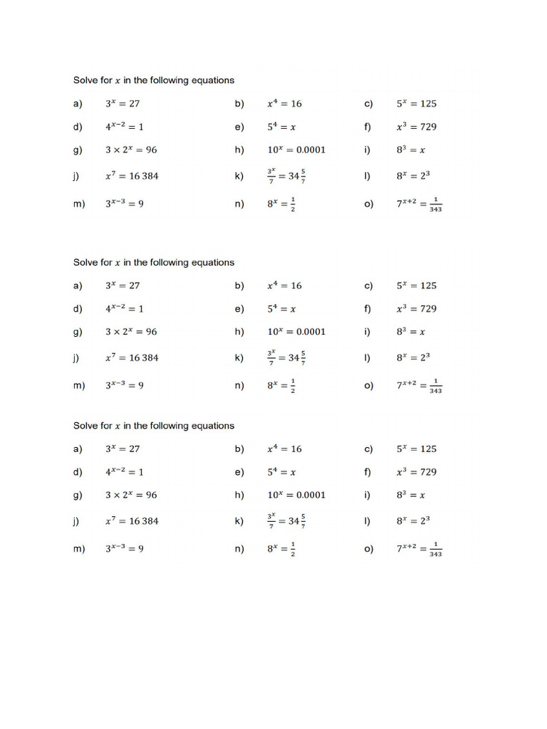9MA Exponential Equations 3 | PDF