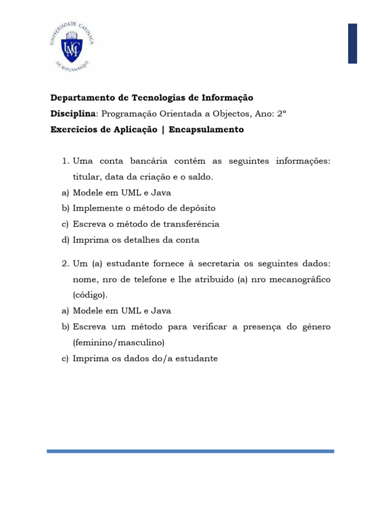Exercícios de Programação em Java | PDF