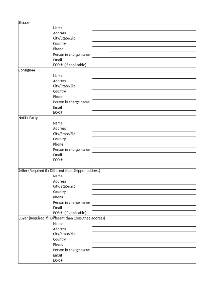Shipping Information Template Guide | PDF