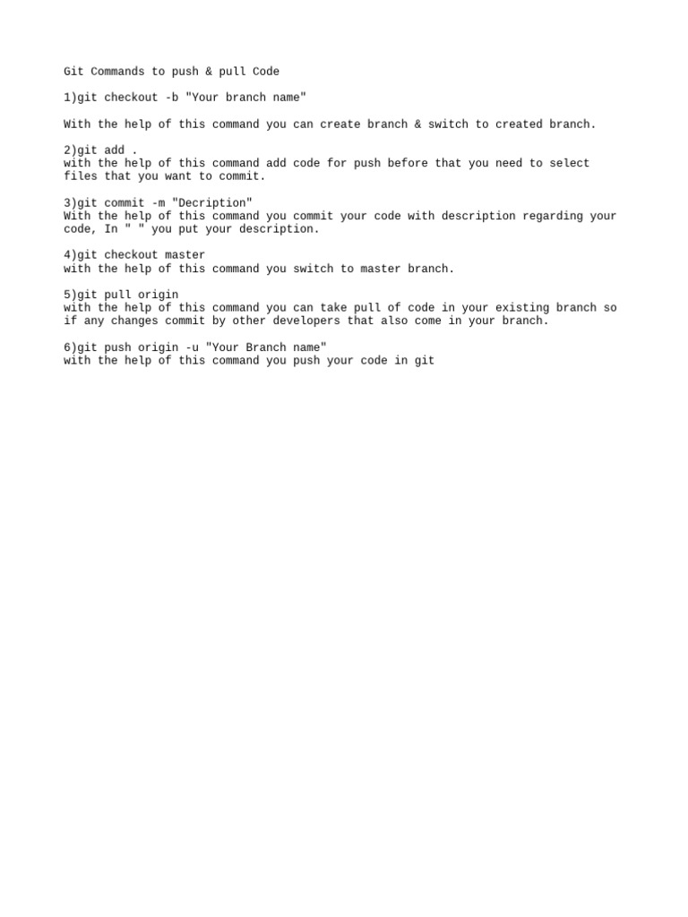 GIT Push Pull Commands | PDF