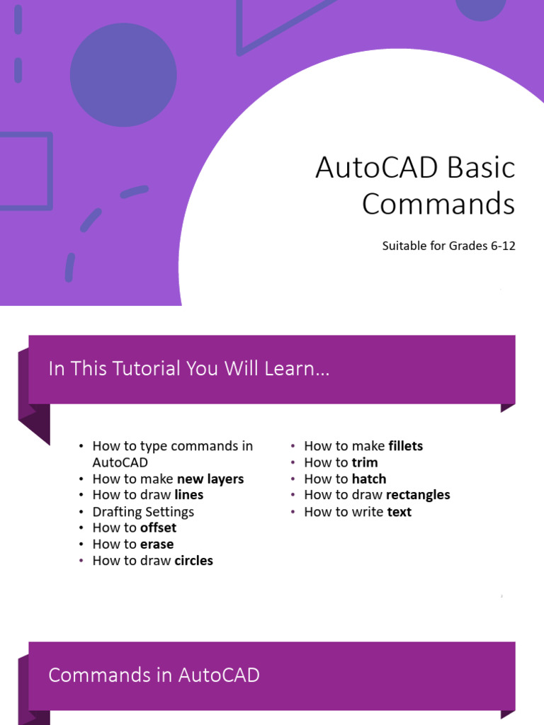 AutoCAD Basics: Essential Commands Guide | PDF | Computing | Software