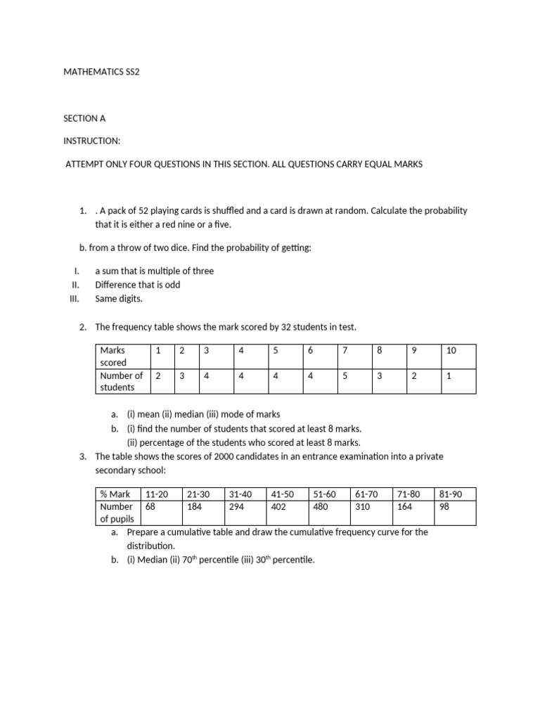 Mathematics Ss2 | PDF