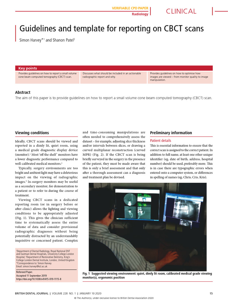 CBCT Reporting Guidelines and Template | PDF | Radiology | Dental Anatomy