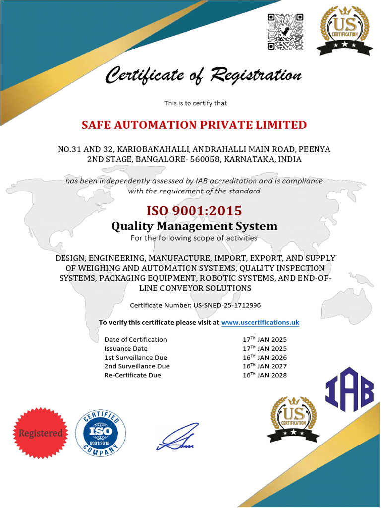 ISO 9001:2015 Certification for Safe Automation | PDF