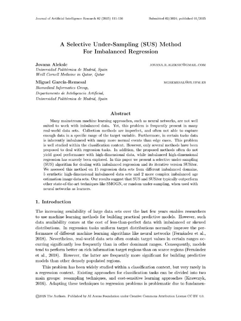 View of A Selective Under-Sampling (SUS) Method For Imbalanced ...