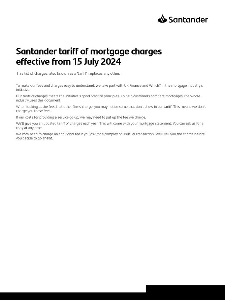 Santander Mortgage Charges Overview | PDF | Mortgages | Real Estate ...