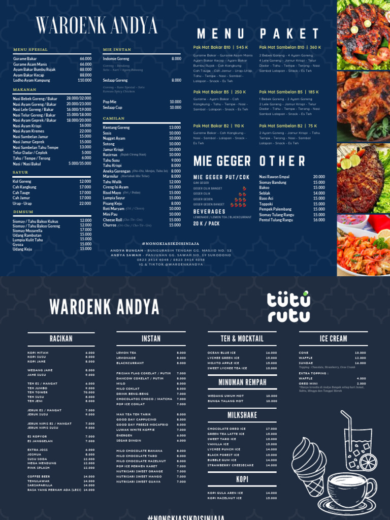 Menu Spesial Waroenk Andya Bungah | PDF