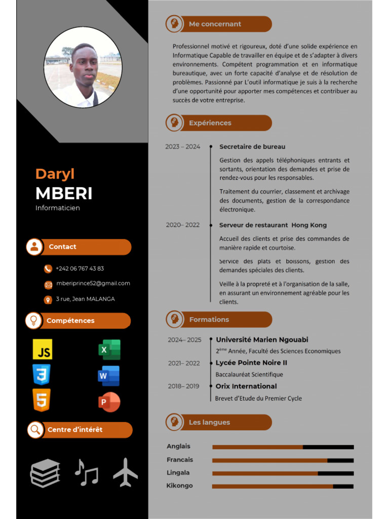 CV de Daryl MBERI, Informaticien | PDF | Informatique | Informatique