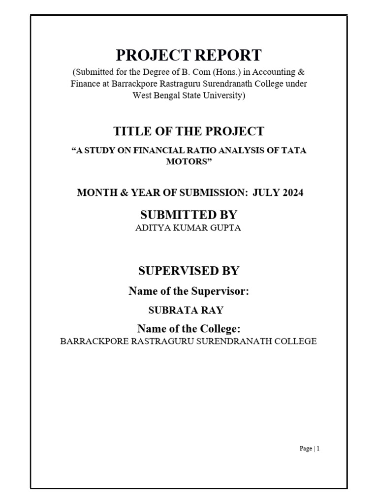 Aditya Gupta - Ratio Analysis - Tata Motors | PDF | Equity (Finance ...