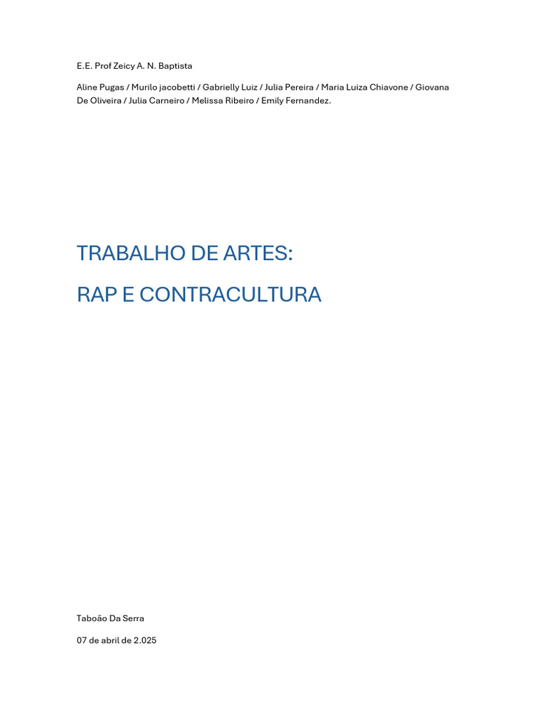 Rap: Voz da Contracultura Brasileira | PDF | Rap (gênero musical ...