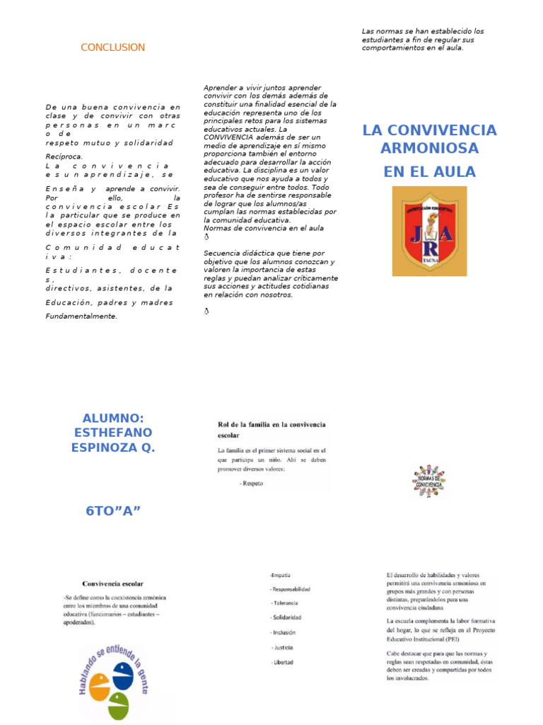 Convivencia Armoniosa en el Aula | PDF | Aprendizaje | Salón de clases