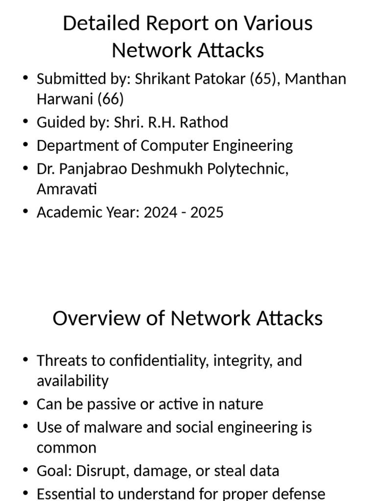 Understanding Network Attacks and Defense | PDF