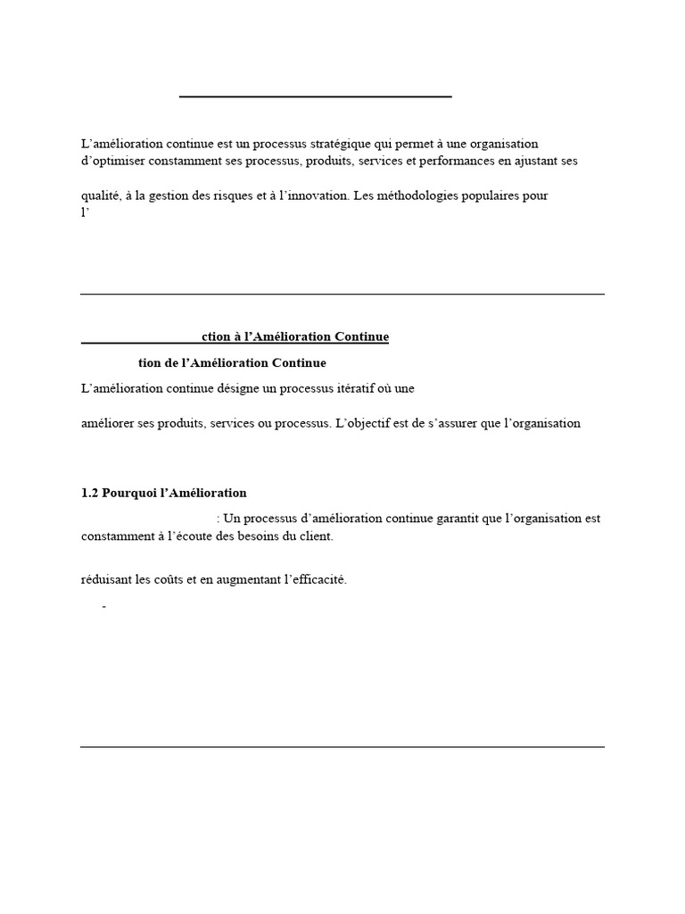 Amélioration Continue : Stratégies et Outils | PDF | Management de la ...
