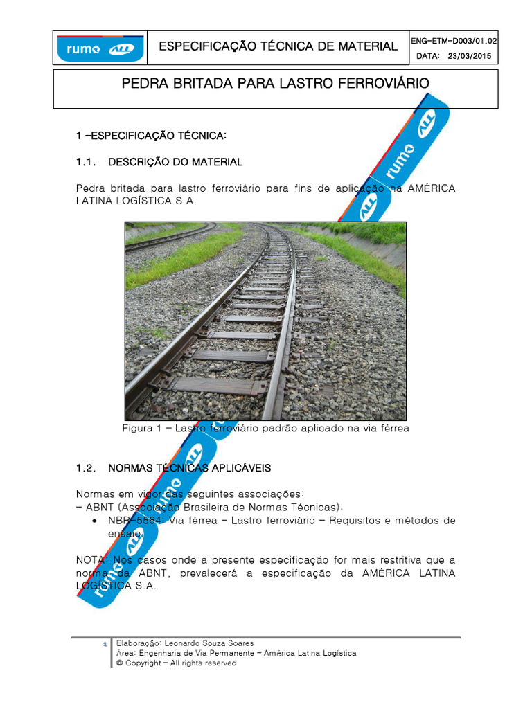 ENG-ETM-D003 01 02 - Lastro Ferroviário | PDF | Logística