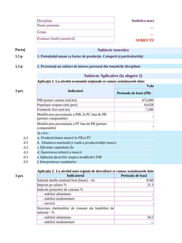 MODEL SUBIECT EXAMEN X | PDF