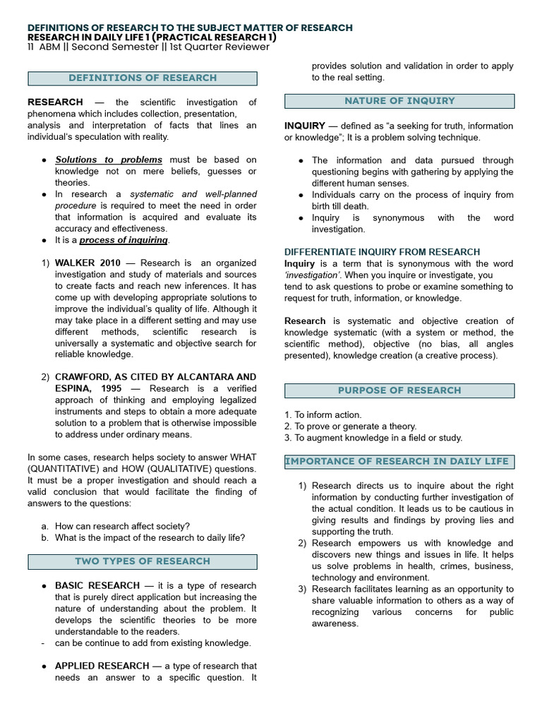 Understanding Research Definitions and Importance | PDF | Knowledge ...