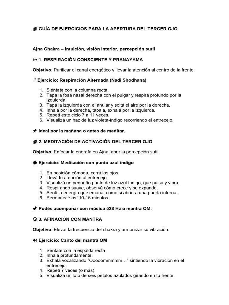 Ejercicios para Activar el Tercer Ojo | PDF | Percepción | Percepción ...