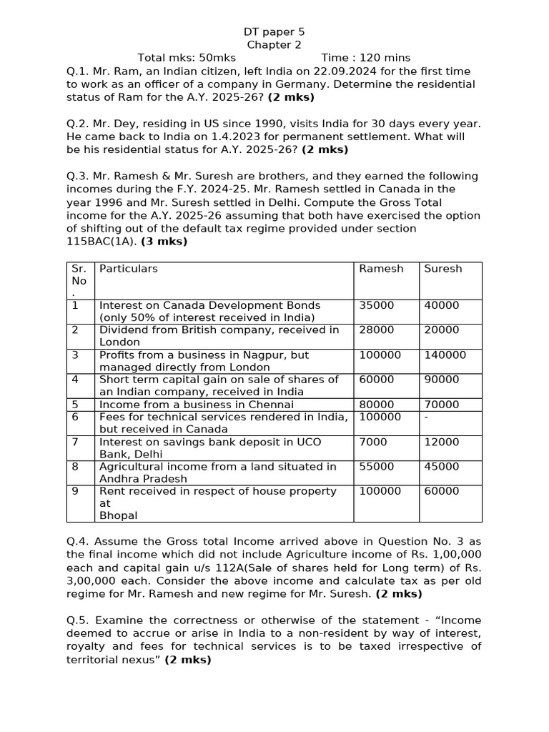 Income Tax Residency Analysis 2025-26 | PDF | Taxes | Income