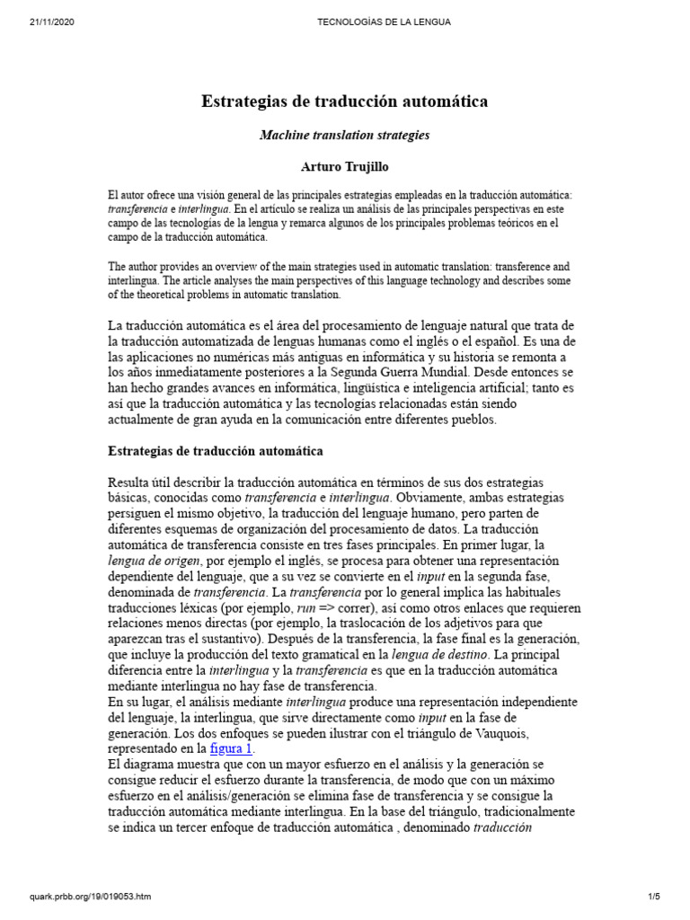 Estrategias en Traducción Automática | PDF | Traducciones | Predicado ...