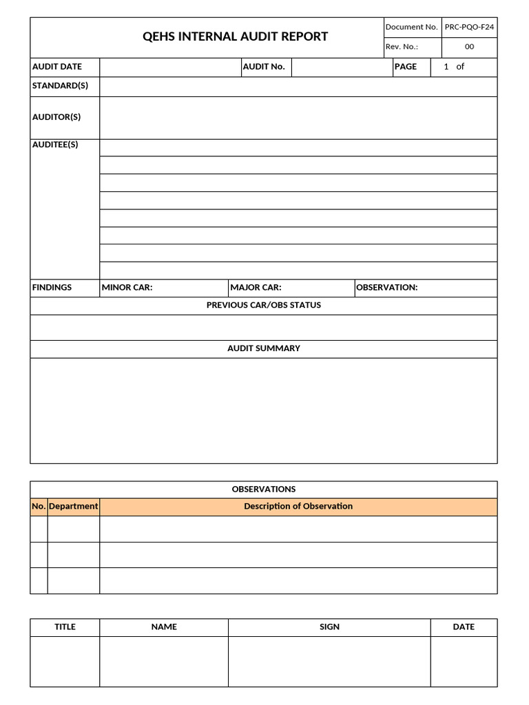 LPI-PQO-F24 Internal Audit Report | PDF