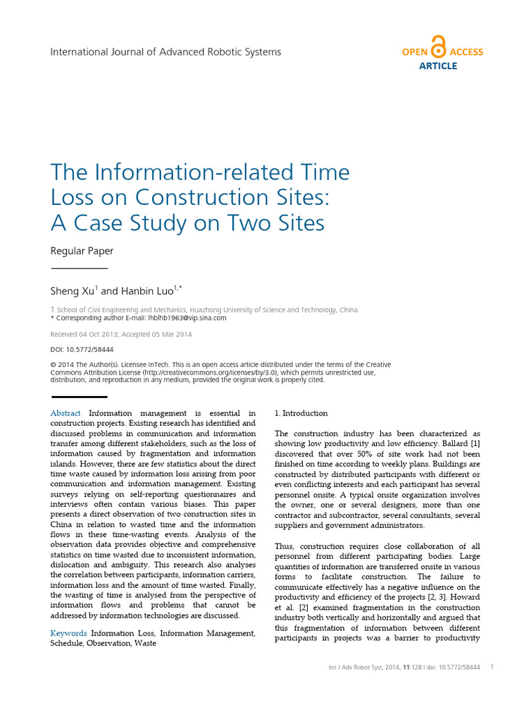 Time Loss from Information Issues in Construction | PDF | Analysis ...