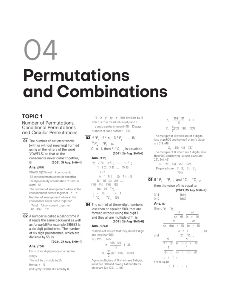 4. Permutations And Combinations | PDF | Permutation | Discrete Mathematics