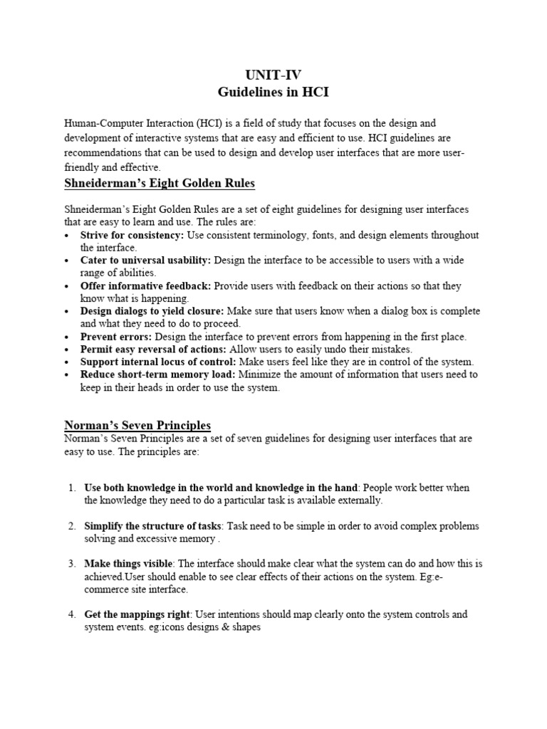 HCI Design Guidelines and Principles | PDF | Usability | Human–Computer ...