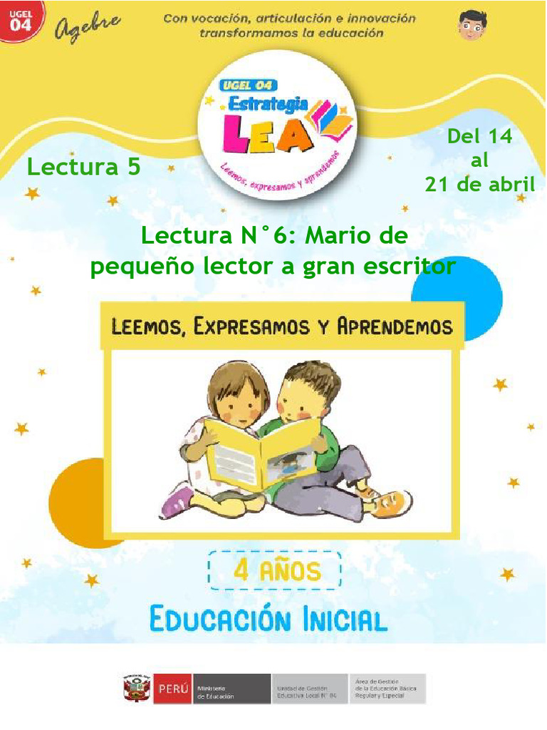 Mario y La Magia de La Lectura 4 Años - Semana 6 | PDF