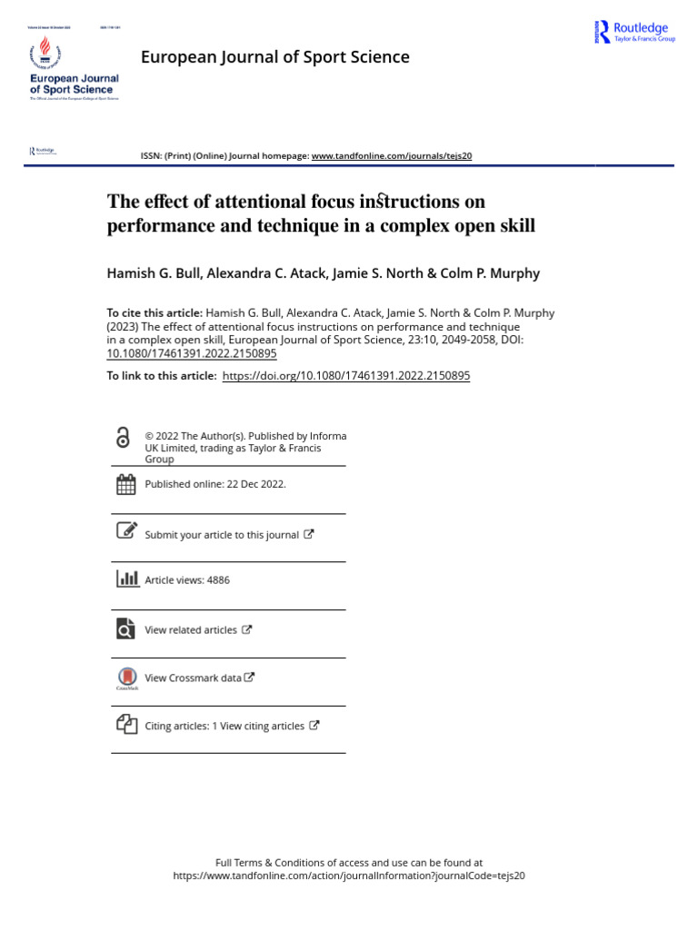 Attentional Focus Effects on Cricket Performance | PDF | Bowling ...