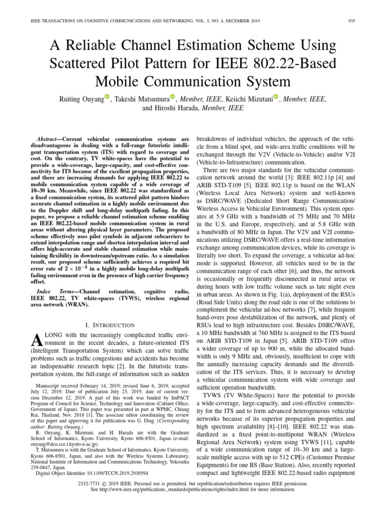 A Reliable Channel Estimation Scheme Using Scattered Pilot Pattern For ...