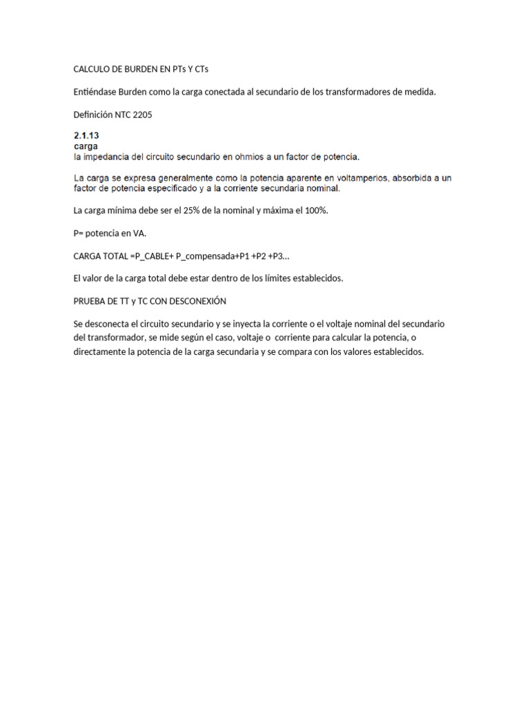 Cálculo de Burden en PTs y CTs | PDF