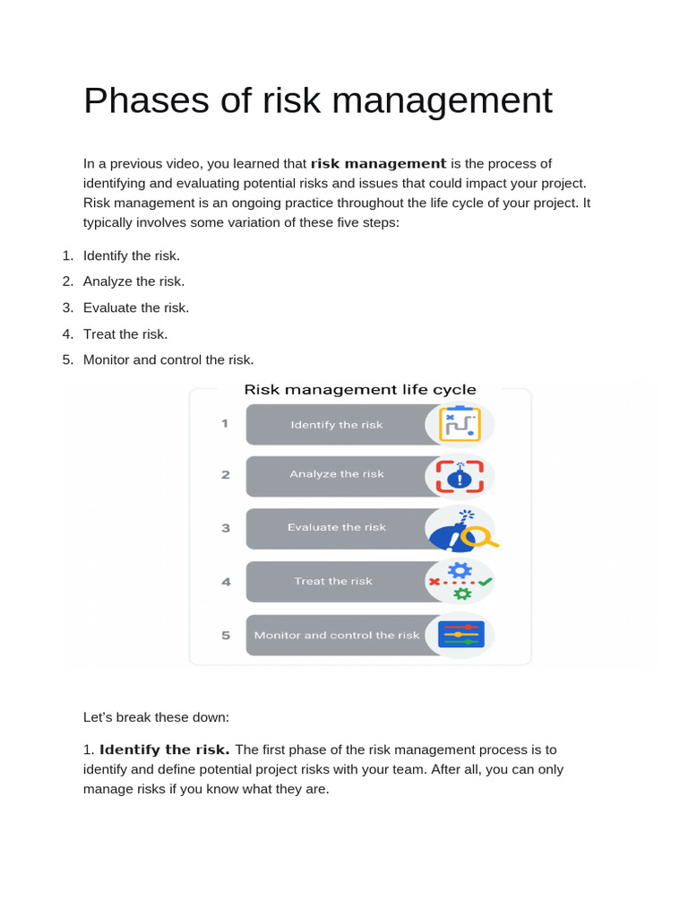 Phases of Risk Management Reading 1 | PDF