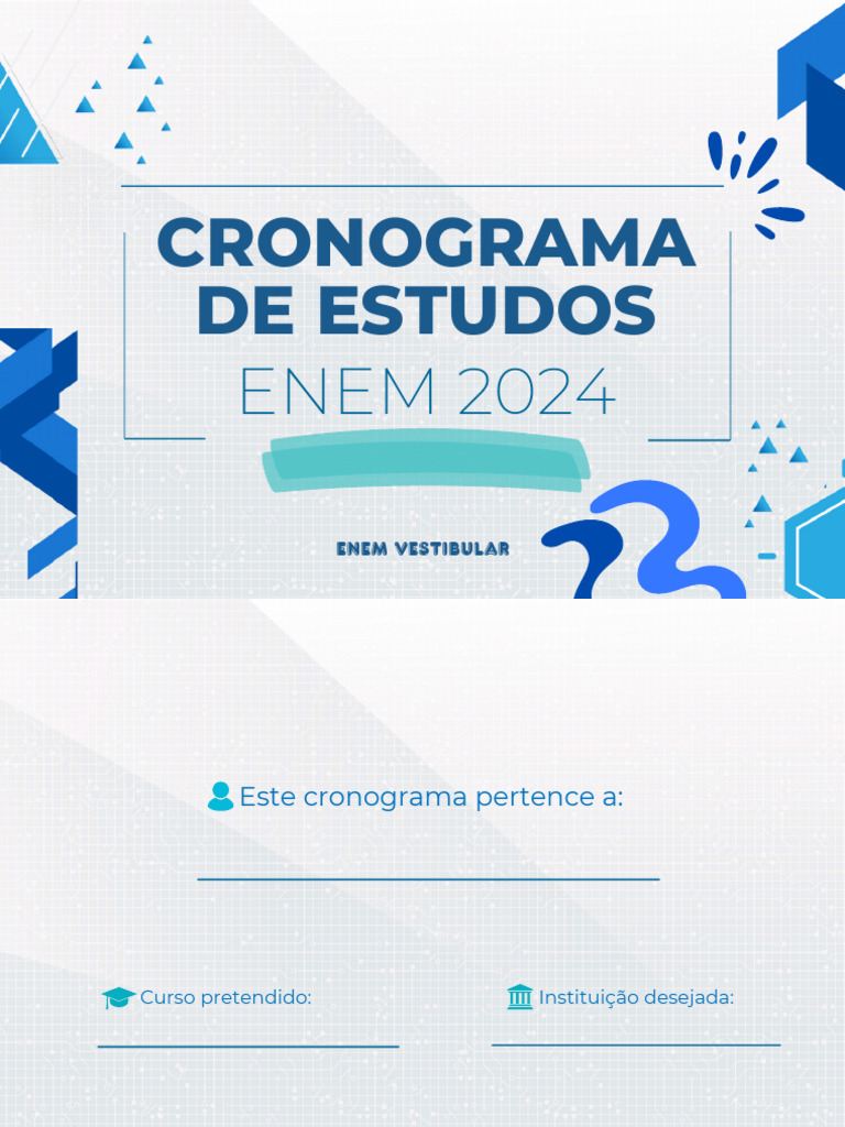 Cronograma de Estudos ENEM 2024 | PDF | Pronome | Citoplasma
